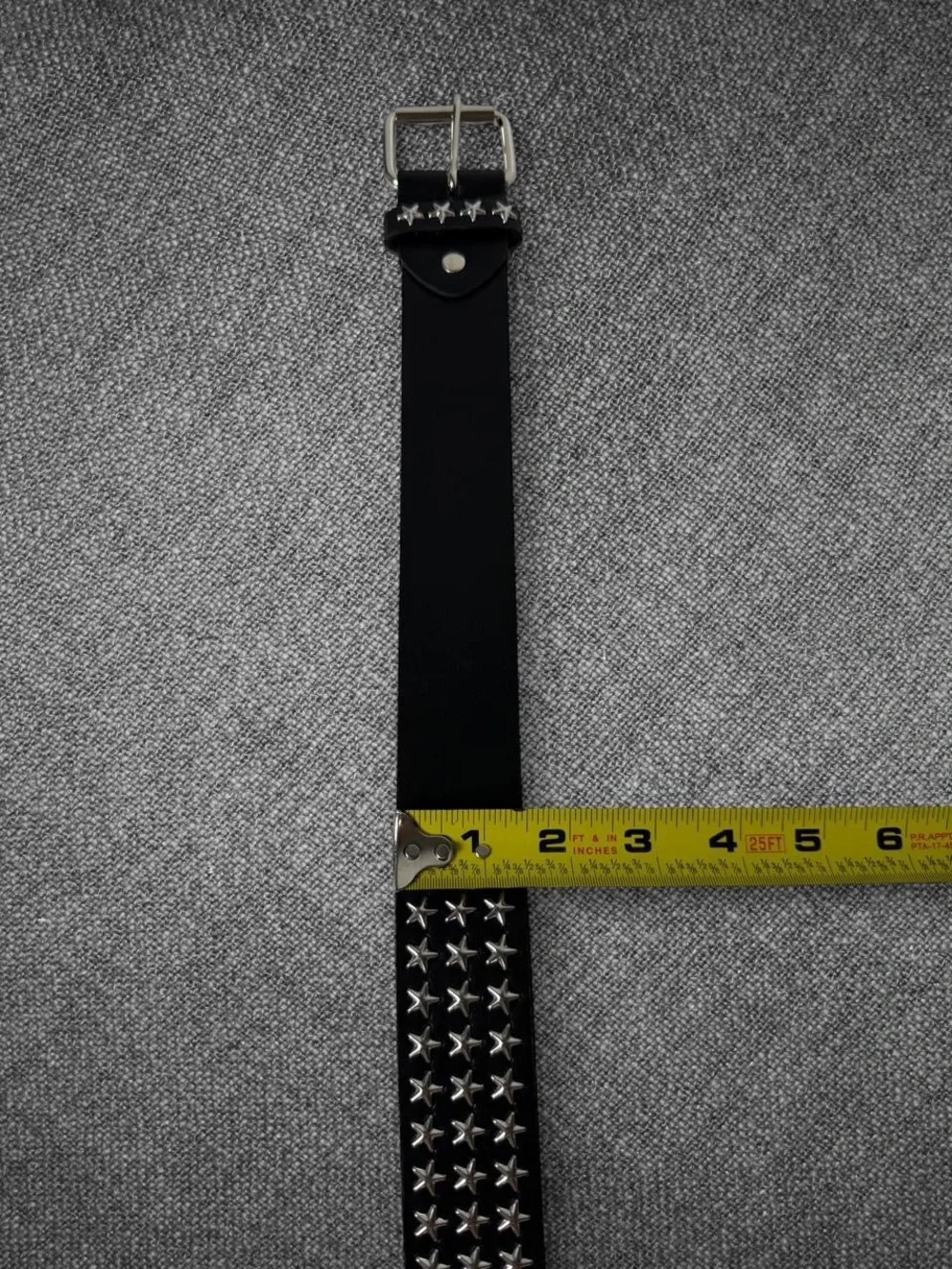 Black Leather-Look Wide Pyramid Stud Belt Silver Buckle Punk Y2K 44 Inch